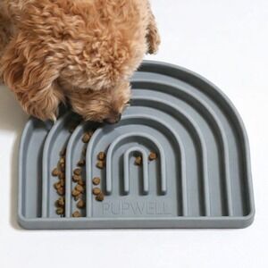 Pupwell Slow Feeder Gray Silicone Rainbow Enrichment Lick Mat Dog‎ Suction Cups